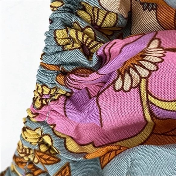 Boho Plus Size Floral Print Lace Trim Long Sleeve Dress - Picture 8 of 10